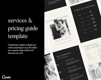 Services & Pricing Guide Template, Wedding Planner Services Template, Canva Services Template, Wedding Vendor Services Guide