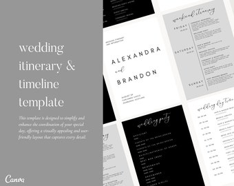 Wedding Itinerary & Information Template, Wedding Timeline Template, Wedding Timeline, Wedding Information Template