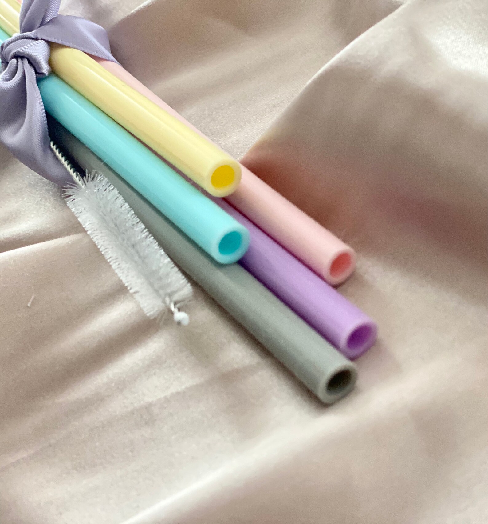 Reusable Silicone straw set / jelly soft straws / pastel Etsy