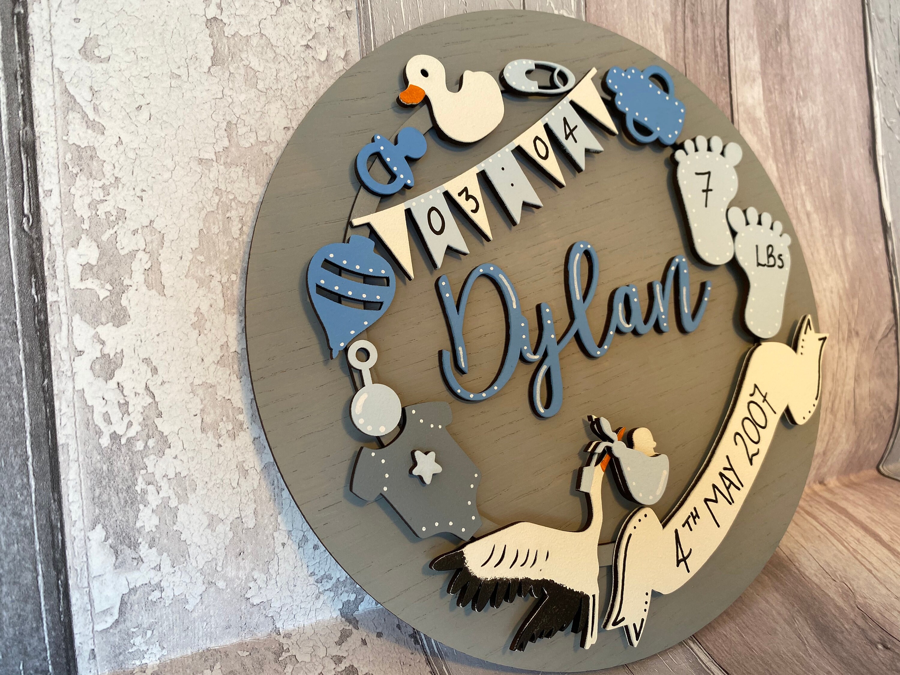 New baby plaque hand painted wall hanging Etsy