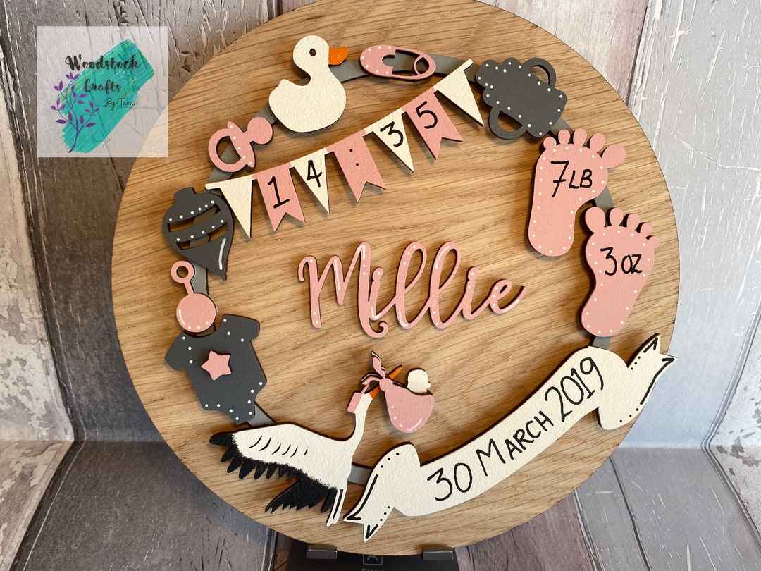New Baby Birth Plaque Newborn Announcement Baby Keepsake - Etsy UK