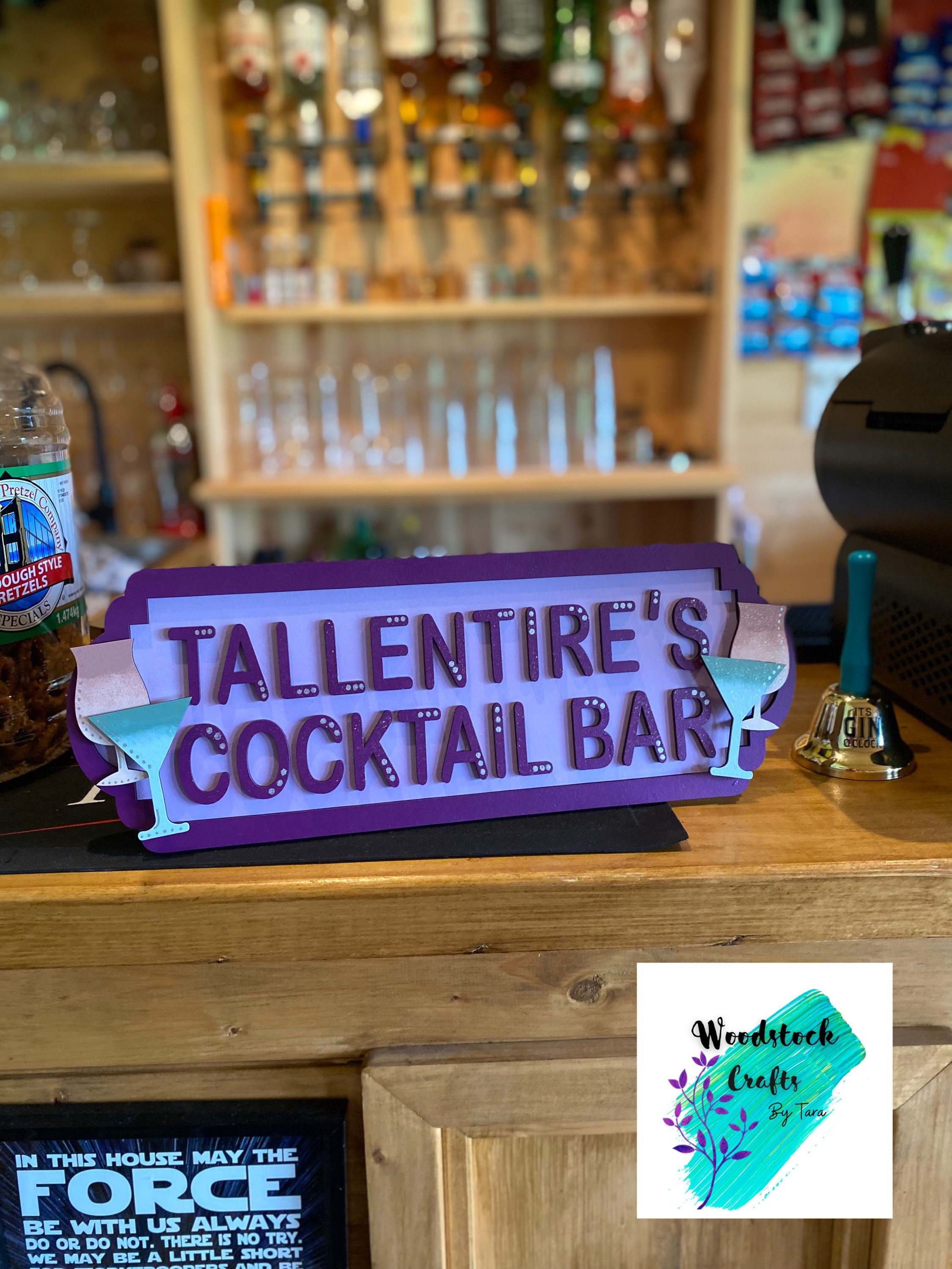 Personalised cocktail bar sign hand painted wood bar sign Etsy