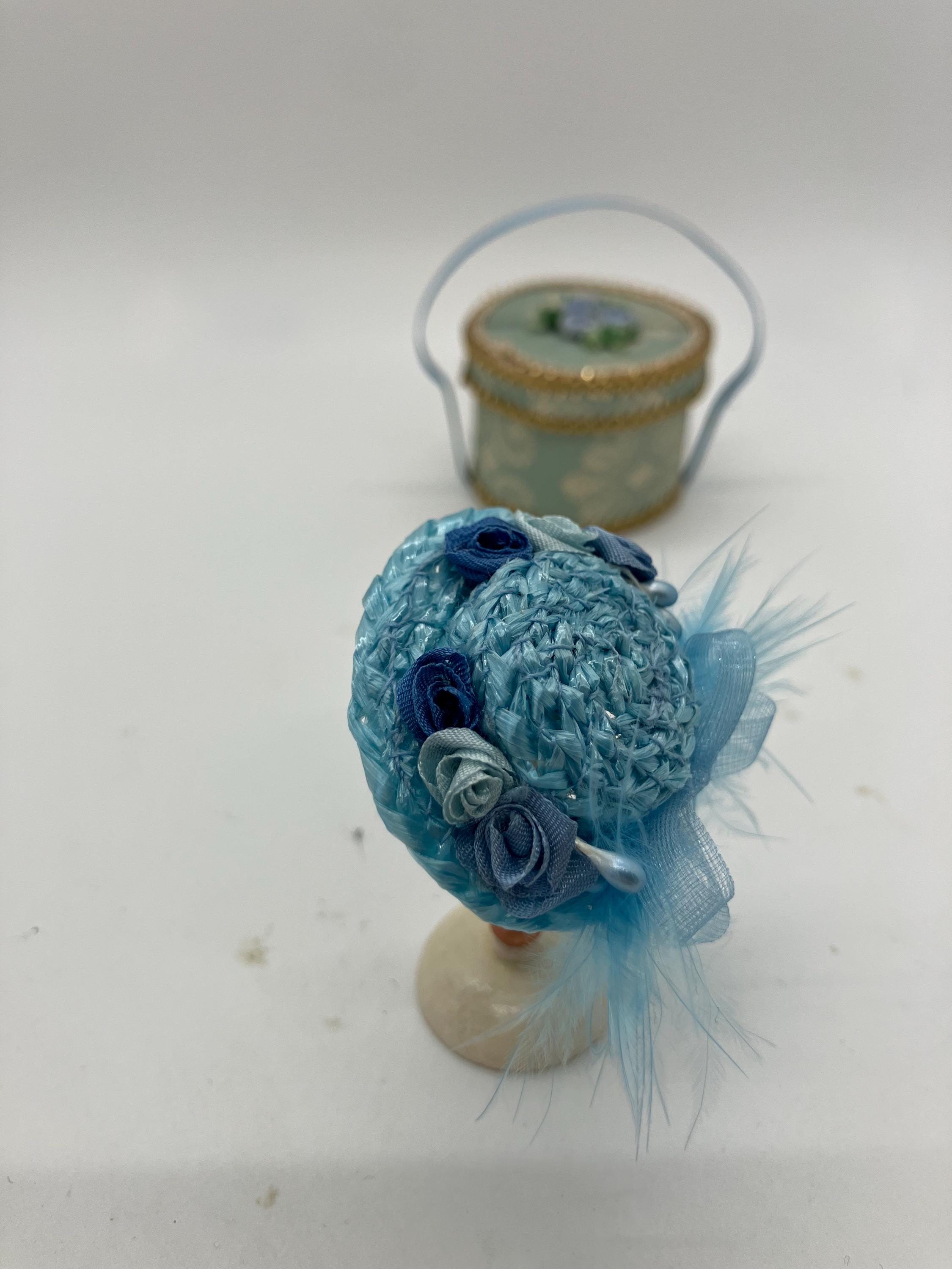 ドールハウス 1/12スケール ブルー ハットスタンドボックス レディース