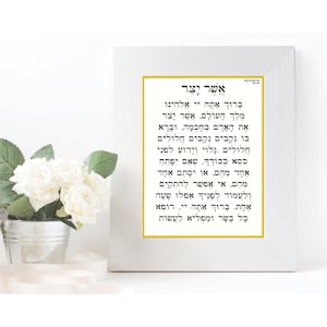 Asher Yatzar (Hebrew and transliteration) - Printable digital download PDF file