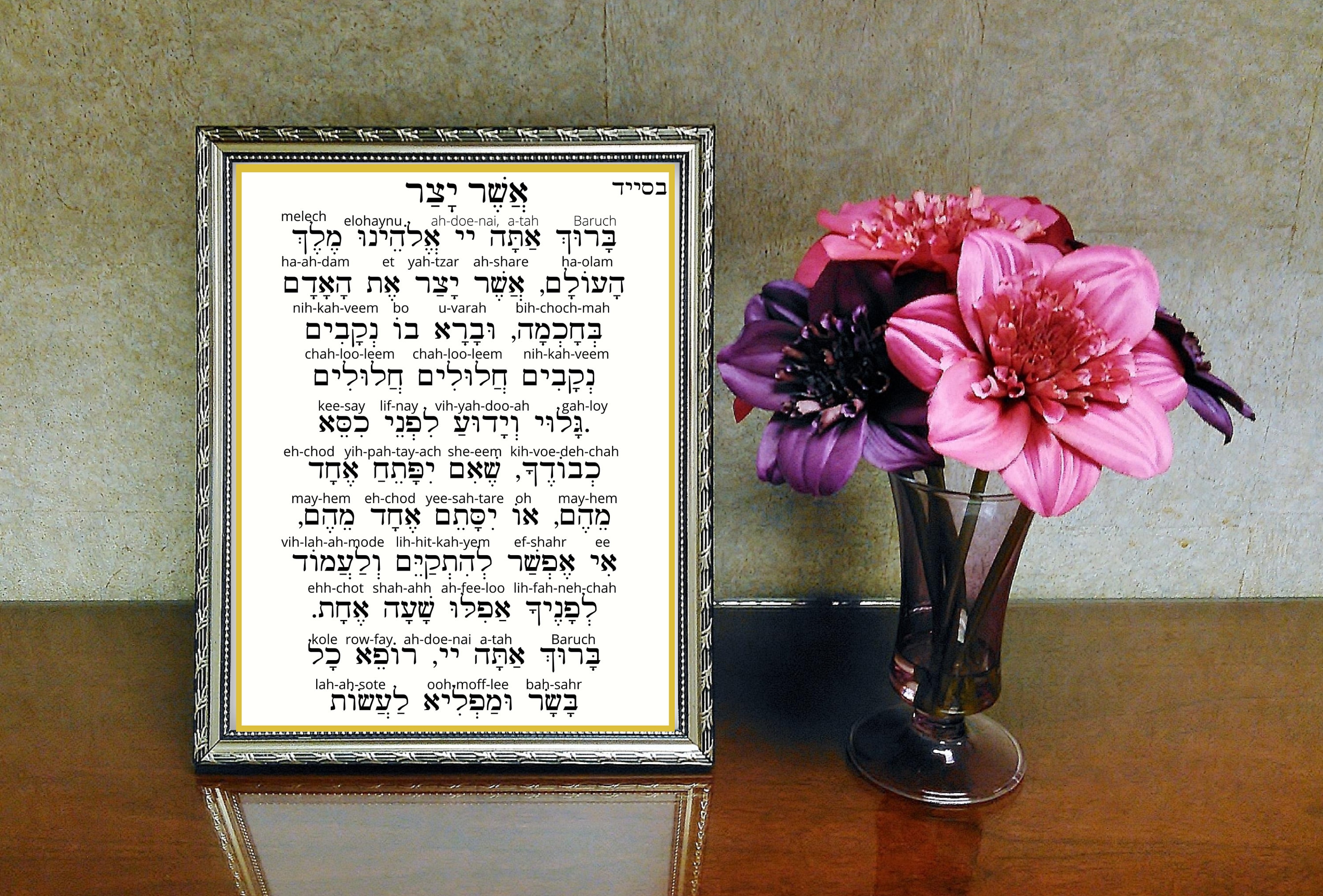 Asher Yatzar hebrew and Transliteration Printable Digital Etsy