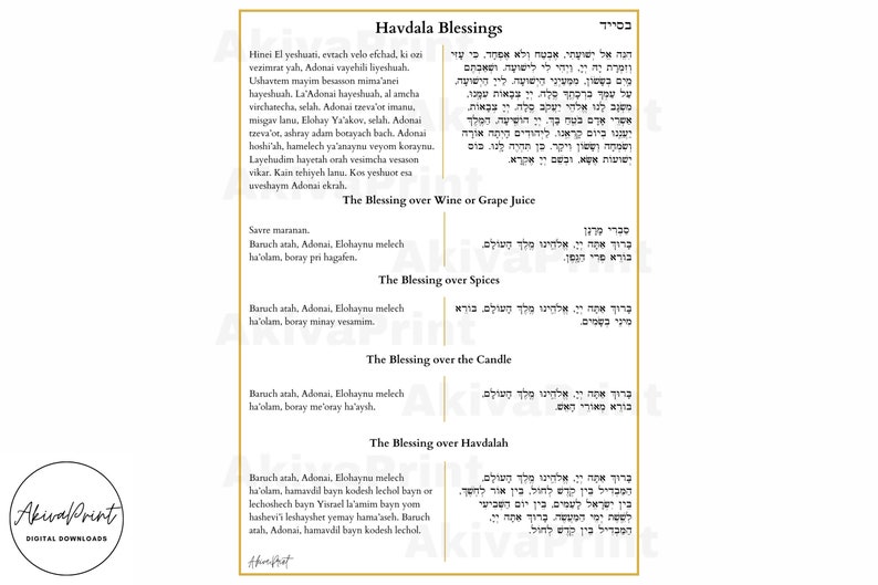 Havdala and Kiddush shabbat Night and Shabbat Day Etsy