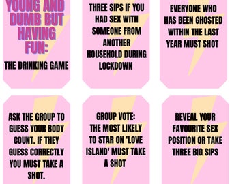 Digital drunk drinking cards: Young and dumb but having fun