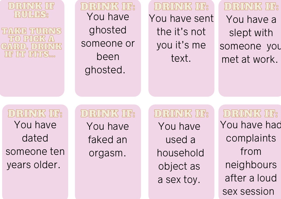 Downloadable and Printable Drinking Card Games Over 18s: - Etsy Sweden