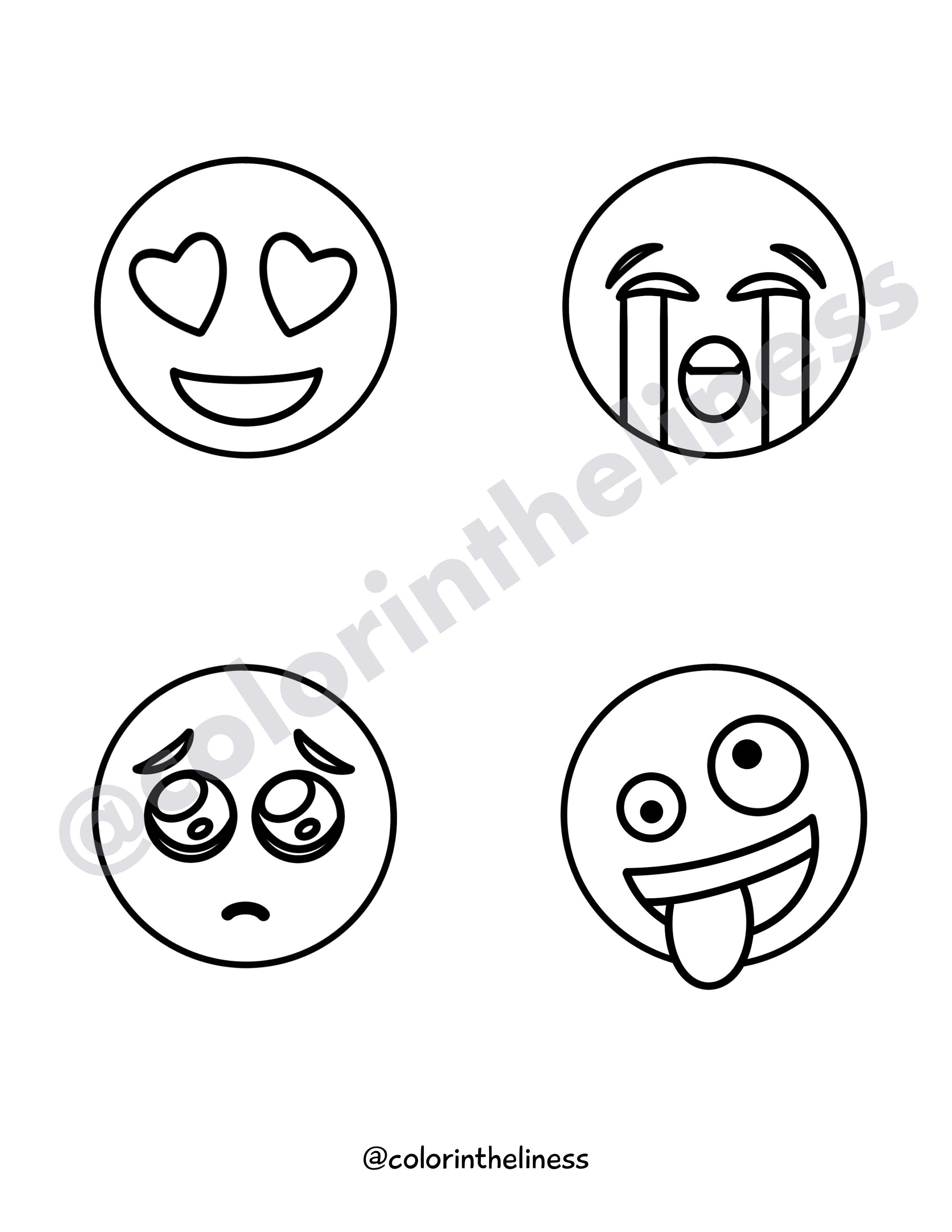 The Color in the Lines or Not Emoji Coloring Book Digital Download ...