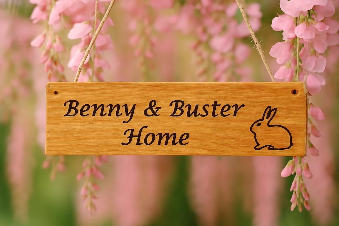 Name Sign For Rabbit Rabbit Hutch Name Sign Personalised Pet Bunny Cage Run Plate Plaque ...