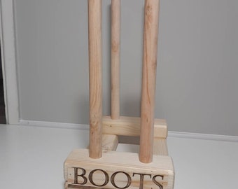 2 pair WAXED PERSONALISED Wellington boot wooden stand,shoe storage, wellies rack, welly shoe organiser, outdoor shoe rack, entryway cabinet