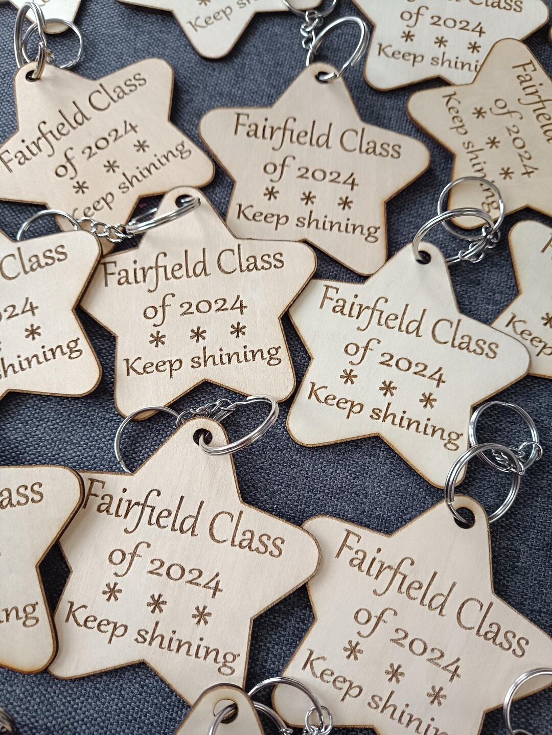 End of Term Keyring Gifts Teacher Pupil Gift Personalised Wooden Star ...