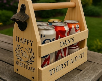 Personalised bbq caddy beer caddy bottles carrier with opener garden gift barware drink bar carts beer lover gift dads gift Father's day