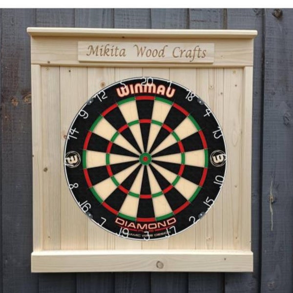 PERSONALISED Wooden Dartboard Surround, Rustic Dartboard Surround, garden pub party game, wall hanging dart, dart board storage