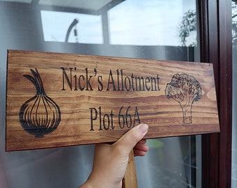 Personalsed Allotment Plot Sgn, Gardeners Gft Vegetable Plaque
