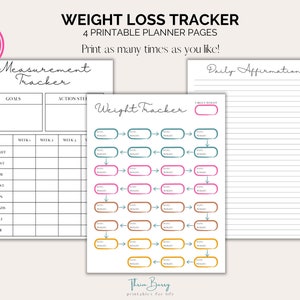 Track Your Weight Loss Journey Printable Weight Loss Tracker Journal Planner for Healthy Men and Women, Fitness Motivation to Print Out image 3