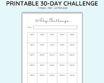30 Tage Challenge Sticker: Druck aus und bleib motiviert! Druckbare Challenge Sheets, monatliches tägliches Fitness-Journal für ein gesundes Leben