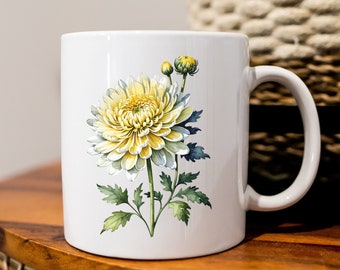November Birth Flower Mug: Custom Birthday Month Coffee Cup. Chrysanthemum Bridesmaids Gift Mother's Day Present Mom Grandma Floral Cup Gift