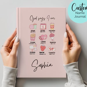 God Says I Am Journal, Personalized Christian Notebook, Custom Gift for Women, Positive Affirmations Diary, Custom Christian Gift for Her