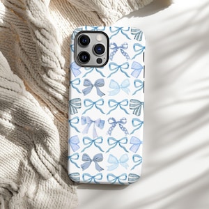 Blue Coquette Phone Case, Bow Phone Case, Preppy Phone Case, Coquette Iphone Case, Cute Gift For Her, Samsung Galaxy S24 S23 S22 S20 Ultra