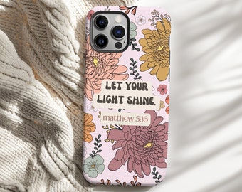 Låt ditt ljus lysa mobilskal, Matteus 5:16, kristna gåvor, bibelvers mobilskal, Jesus älskar dig kristet telefonskal Pixel 8A 8 Plus
