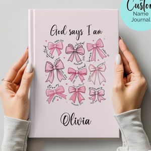 God Says I Am Personalized Prayer Journal, Christian Gift for Women, Positive Affirmations Bible Verse Journal Custom Christian Gift for Her
