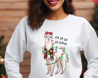 Llama Christmas Sweatshirt, Fa La La Shirt, Cute Christmas Sweatershirt for Her, Family Christmas Sweatshirt, Christmas Family Sweatshirts