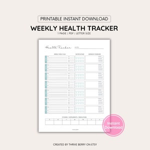 Self Care Made Easy: Printable Planner for Mental Health, Meal Planning & Fitness PDF Worksheets, Self Love Log for Health and Wellness image 1