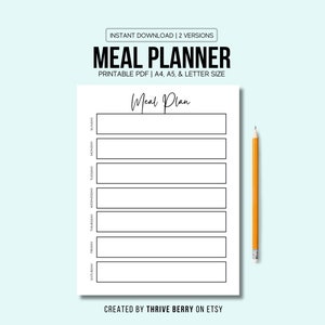 Printable Weekly Meal Planner Sheet, Weekly Meal Tracker, Meal Planner Checklist, Weekly Shopping 7 Day Menu Plan, Meal Prep A4/A5/Letter image 1