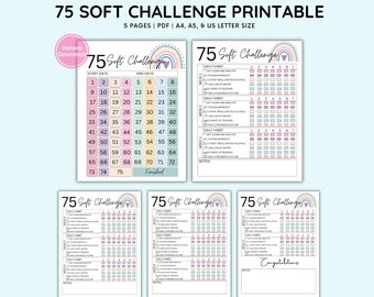 75 Day Soft Challenge Tracker for Moms Women Printable Weight Loss Journal and Workout Tracker for Women, Reach Your Goals with Digital PDF