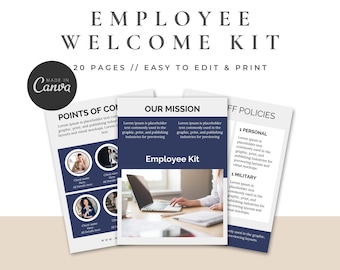 Employee Welcome Bundle, Canva Business Template, Editable Employee Training Template, Small Business New Hire, New Hire Training Editable
