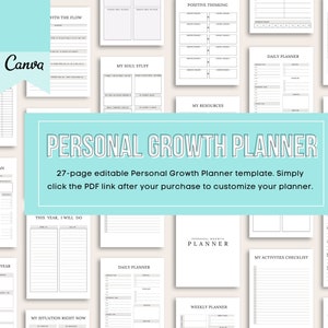 Personal Growth Journal Template, Editable Canva Template, Personal Development Journal, Self Growth Planner, Editable Template Canva