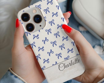 Personalized Bow Phone Case, Custom Name iPhone Cover Cute Gift for Her Coquette Style Trendy Gift for Teenage Daughter Stylish iPhone Cover