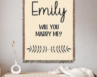 Woven Blanket Will You Marry Me, Custom Text Blanket Will You Marry Me Engagement Sign Wedding Proposal Keepsake Unique Decor Proposal Ideas