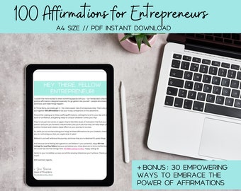 100 Affirmations for Entrepreneurs, Printable Affirmation List, Affirmations Printables, Entrepreneur Mental Health Digital Entrepreneur PDF