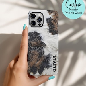 Funda de piel de vaca personalizada para iPhone, estilo western personalizado, regalo ideal para cumpleaños y ocasiones especiales, regalo de vaquera único para amantes de las vacas