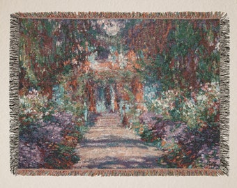 Monet Woven Blanket, Warm Cozy Throw, Unique Gift for Adults & Artists, Cozy Aesthetic Home Decor, Claude Monet Inspired Woven Throw Blanket