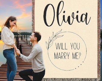 Will You Marry Me Blanket, Custom Proposal Ideas Unique Wedding Keepsake Decor Engagement Gift, Proposal Blanket Engagement Backdrop Blanket