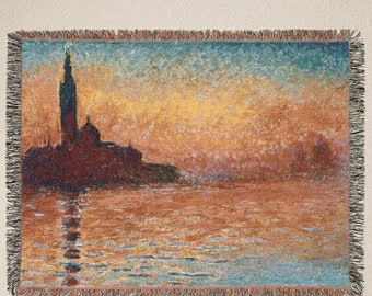 Monet Woven Blanket, Impressionist Art Throw Gift for Artists, Cozy Lap Blanket, Aesthetic Home Decor Perfect for Living Room, Wall Hanging