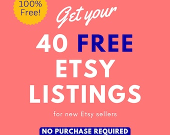 40 Free Etsy Listings | Earn Free Listings | Etsy Sellers | Etsy Listing Credits | New Etsy Shop | Sell On Etsy | Etsy Registry No Purchase