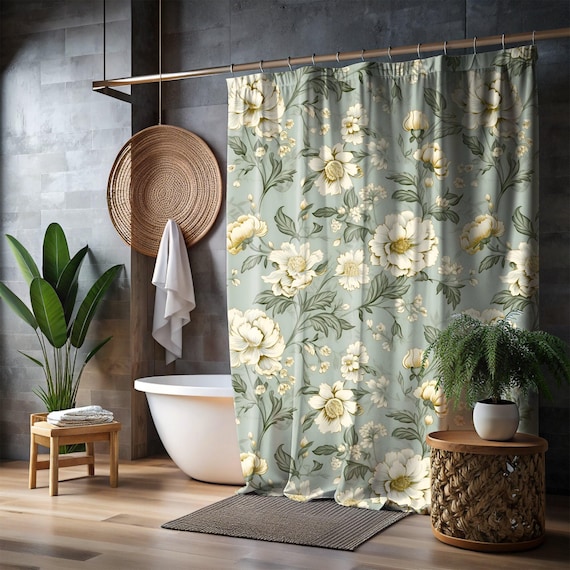 Sage Boho Shower Curtain, Shower Curtain Boho Housewarming Gift, 71× 74 in, Extra Long Shower Curtain, Sage Green Shower Curtain Bathroom