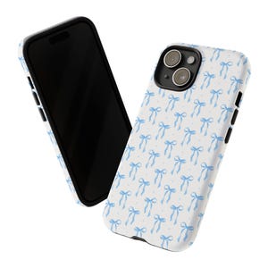 Coquette Blue Bow Phone Case, Aesthetic Cute iPhone Cover, Trendy Blue Bows, Gift for Her, Aesthetic Cute iPhone Case, Trendy Phone Case image 7