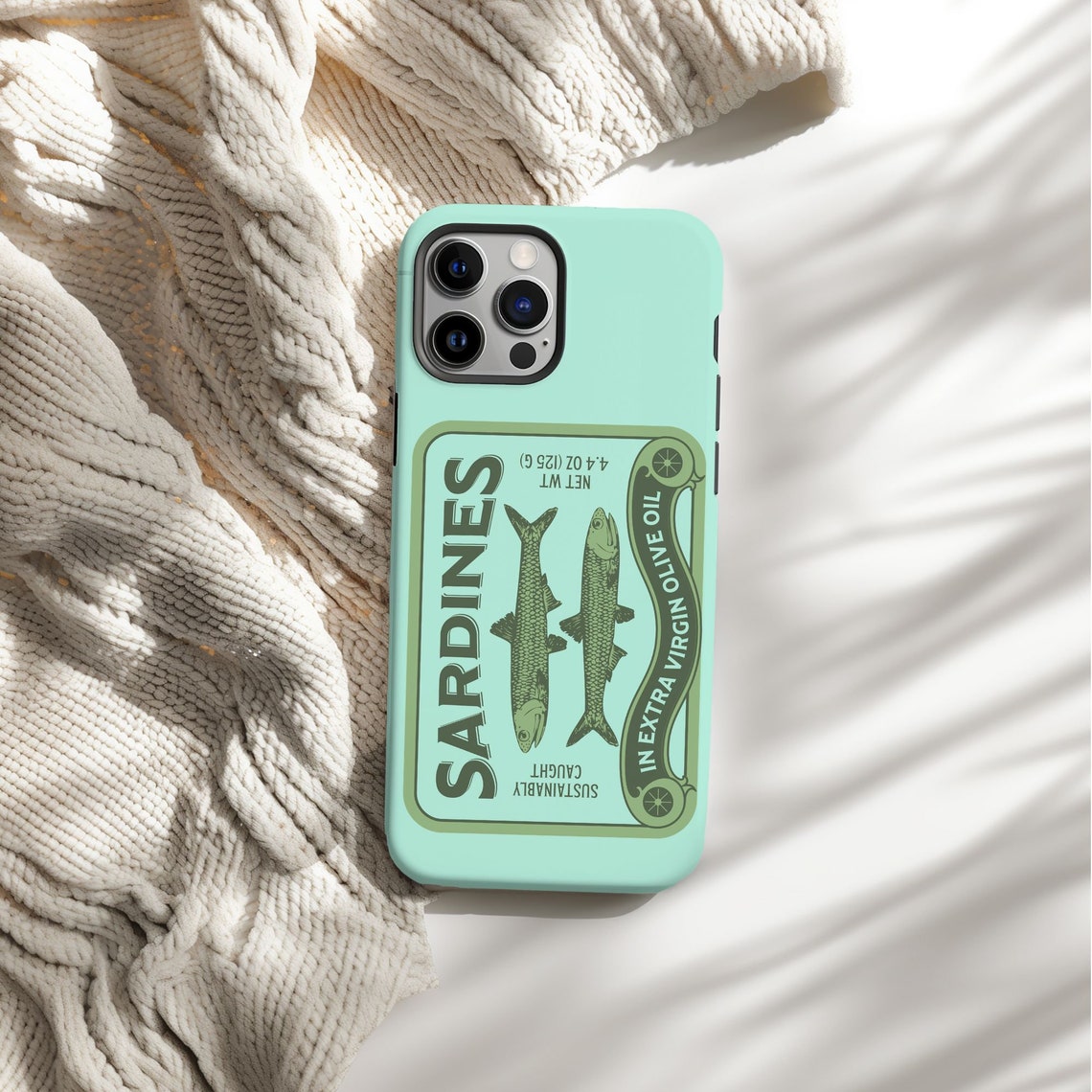 Sardine Phone Case, Fish Phone Case, Sardine iPhone Case, Gift for Him