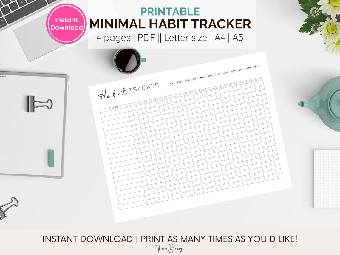 Daily Habit Tracker PRINTABLE / healthy habits printable