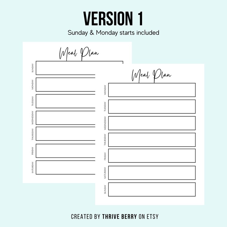 Printable Weekly Meal Planner Sheet, Weekly Meal Tracker, Meal Planner Checklist, Weekly Shopping 7 Day Menu Plan, Meal Prep A4/A5/Letter image 2