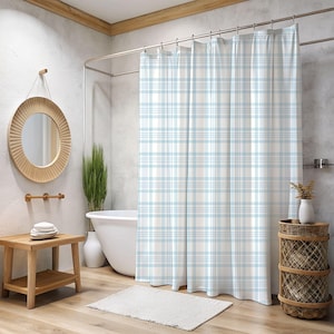 Blue Plaid Shower Curtain, Farmhouse Shower Curtains, Large Shower Curtain, Nautical Shower Curtain, Blue Bathroom, Blue Shower Curtain Gift