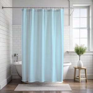 Tenda da doccia preppy, tenda da doccia a righe blu, arredamento da bagno preppy, bagno azzurro, tenda da doccia carina, regalo moderno per lei