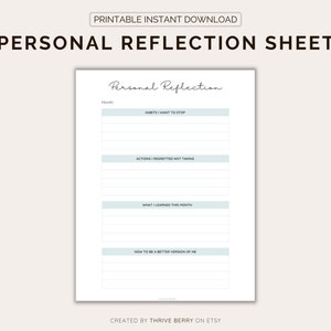 Printable Daily Reflection Journal Sheet to Help You Organize - Etsy