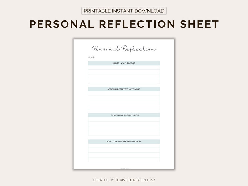 Maximize self-care & productivity with our Printable Daily Reflection Journal Sheet A4 and Letter sizes. Stay organized and inspired image 3