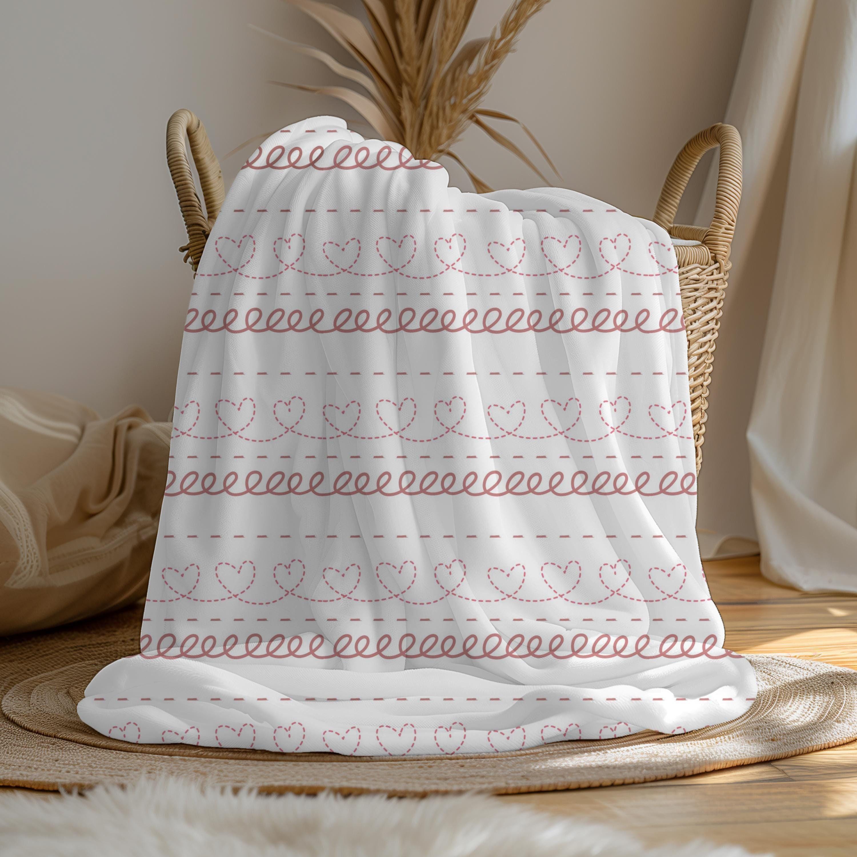 Pink Heart Baby Blanket Gift, Baby Shower Gift, Cute Baby Blanket, Valentine's Day Gift for Baby Girl, Velveteen Heart Swaddle Toddler Gift